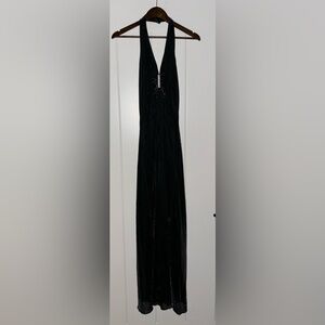 Vintage Onyx Nite Sparkle Metallic Halter Maxi Gown Y2K Cocktail Party Women 8